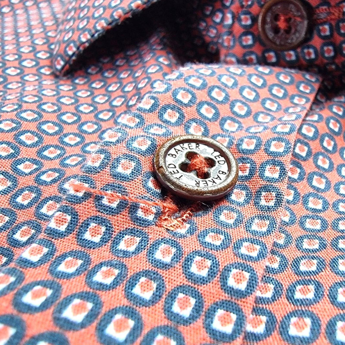 Ted Baker Shirt Size 3 Geometric Pattern 38" Chest Men's UK Size Large