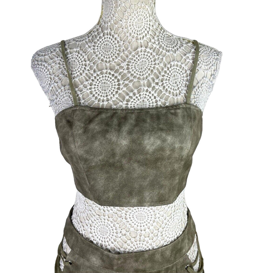 Pretty Little Thing Lace-Up Skirt & Crop Top Set Women's UK Size 8 Faux Leather