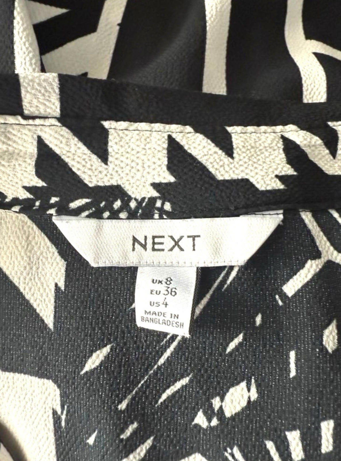 Next Black White Chiffon Shirt Blouse Gold Button Women's UK Size 8
