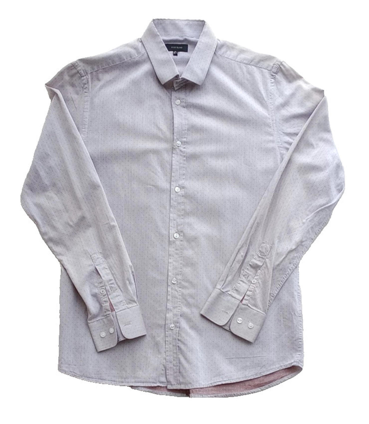 River Island Shirt Beige Long Sleeve 100% Cotton Men's UK Size M Geometric
