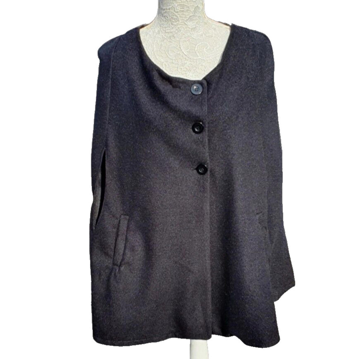Black Shawl Women's UK Size 12-14 Large - Fleece Material - Poncho Coat Cloak