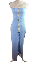 Light Blue Knit Beach Dress Maxi Cut Out Design Women's UK Size 10-12
