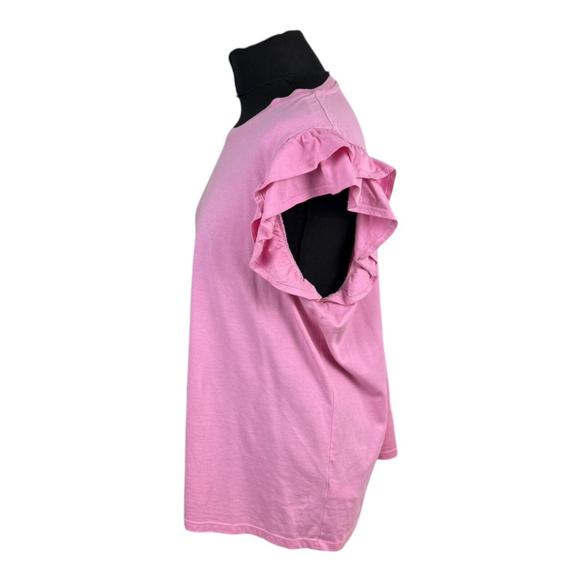 George Cotton T-Shirt Pink Women’s UK Size 20 Round Neck Frill Sleeve Detail