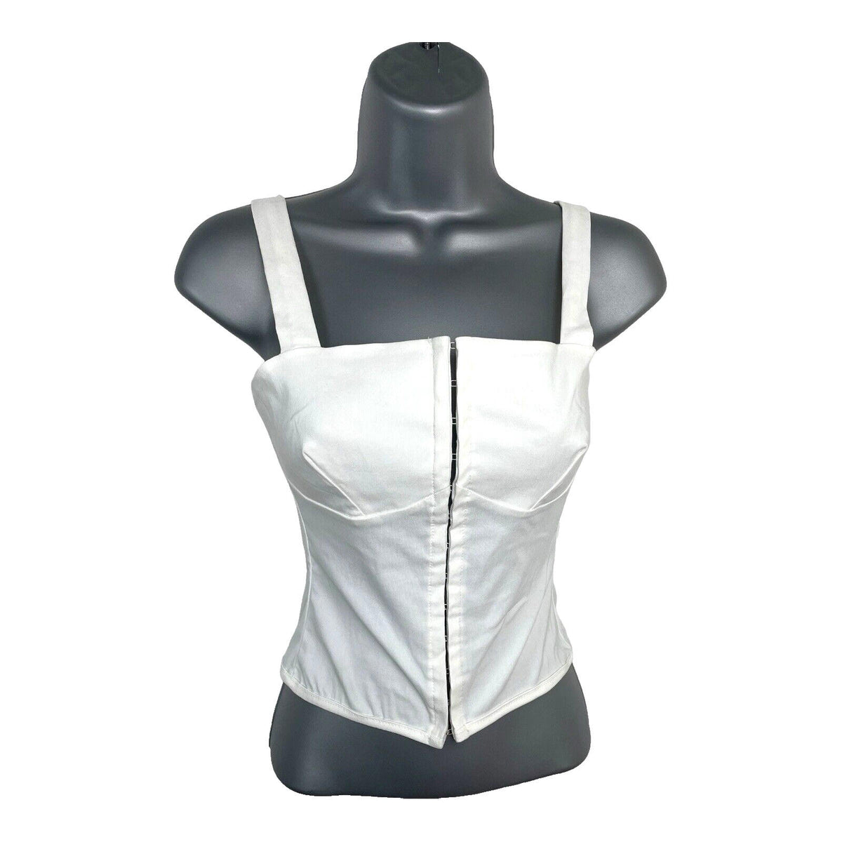 Pretty Little Thing White Vest Top Hook & Loop Front Women's UK Size 8 Stretch