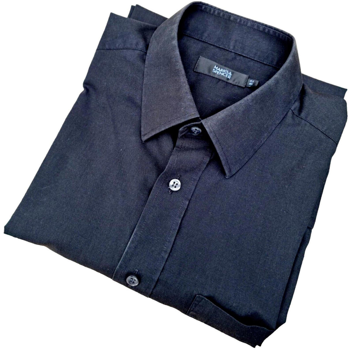 Marks & Spencer Shirt Black Men's 42" - 44" Chest 16" Collar Long Sleeve