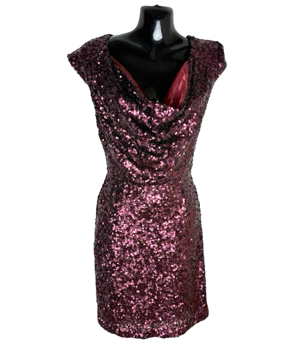 French Connection Deep Purple Sequin Mini Dress Women's UK Size 6