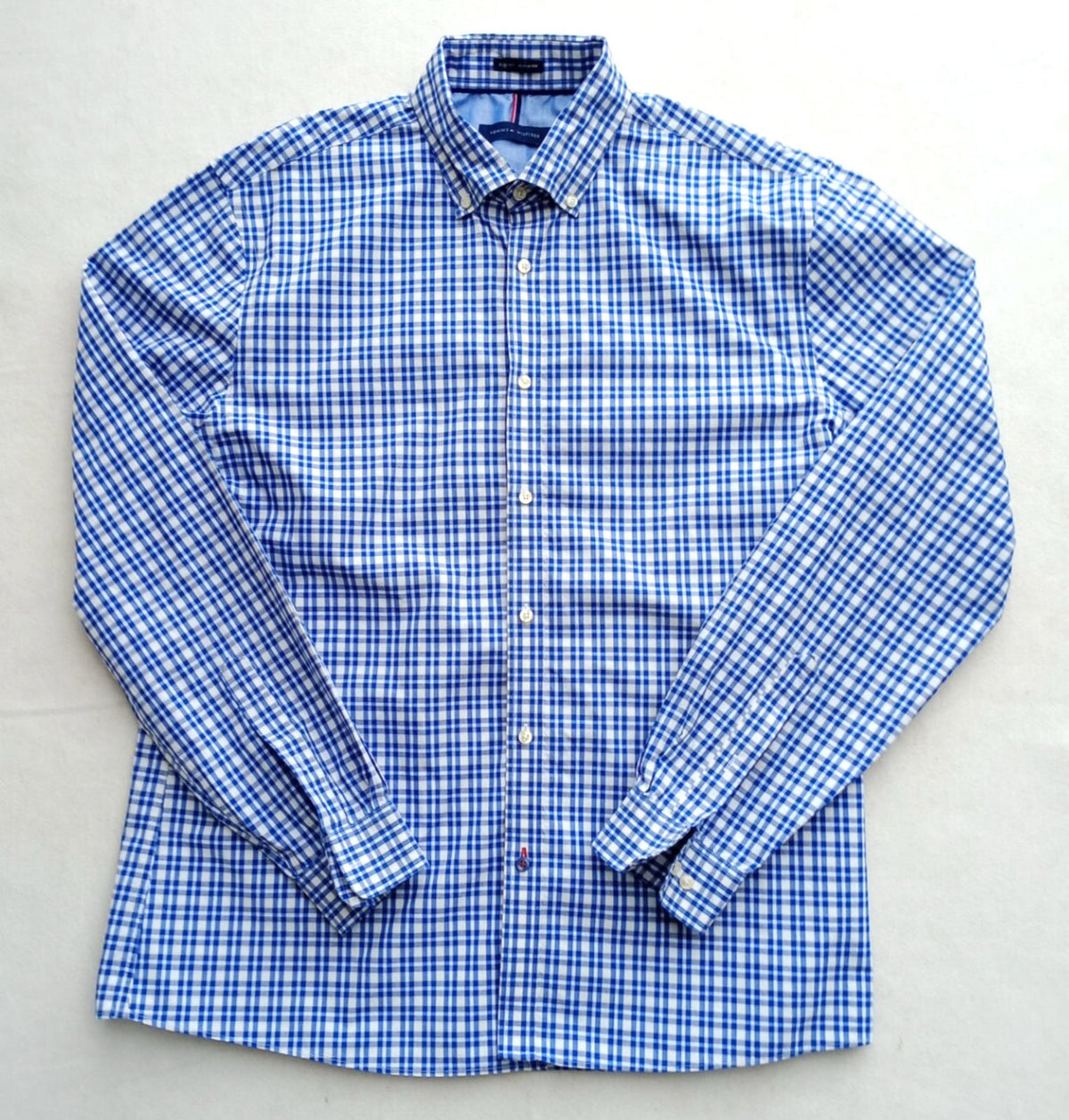 Tommy Hilfiger Shirt Men's UK Size M Blue Check Long Sleeve Pockets