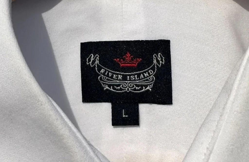 River Island Shirt Men's UK Size L White Long Sleeve Barrel Cuff Wing Collar