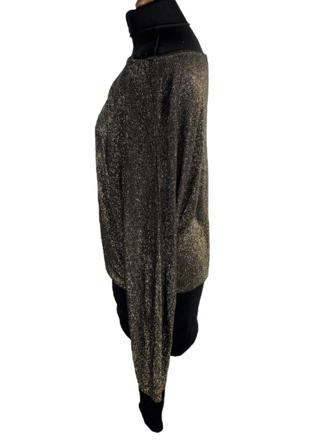 Nouvelle Black Nouvelle Collection Gold Sparkle Top Long Sleeve Relaxed Fit Women's UK Size M