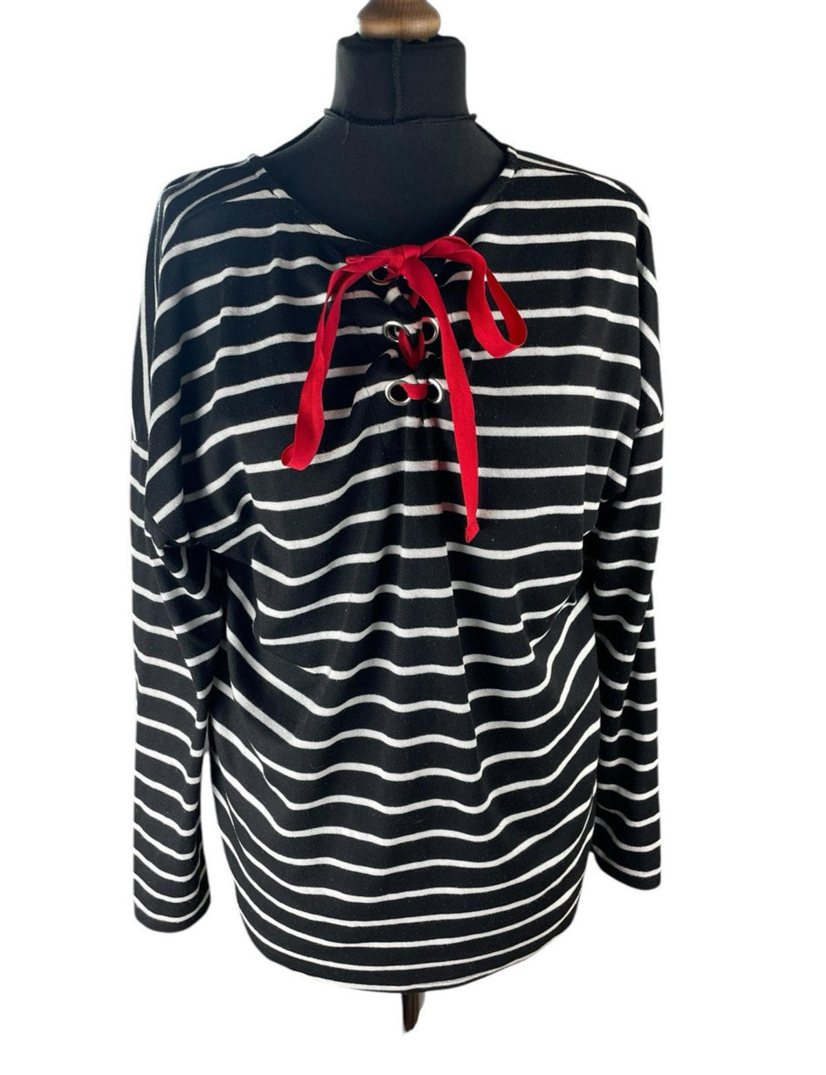 Matalan Thin Stripe Jumper Red Bow Detail Women's UK Size 18