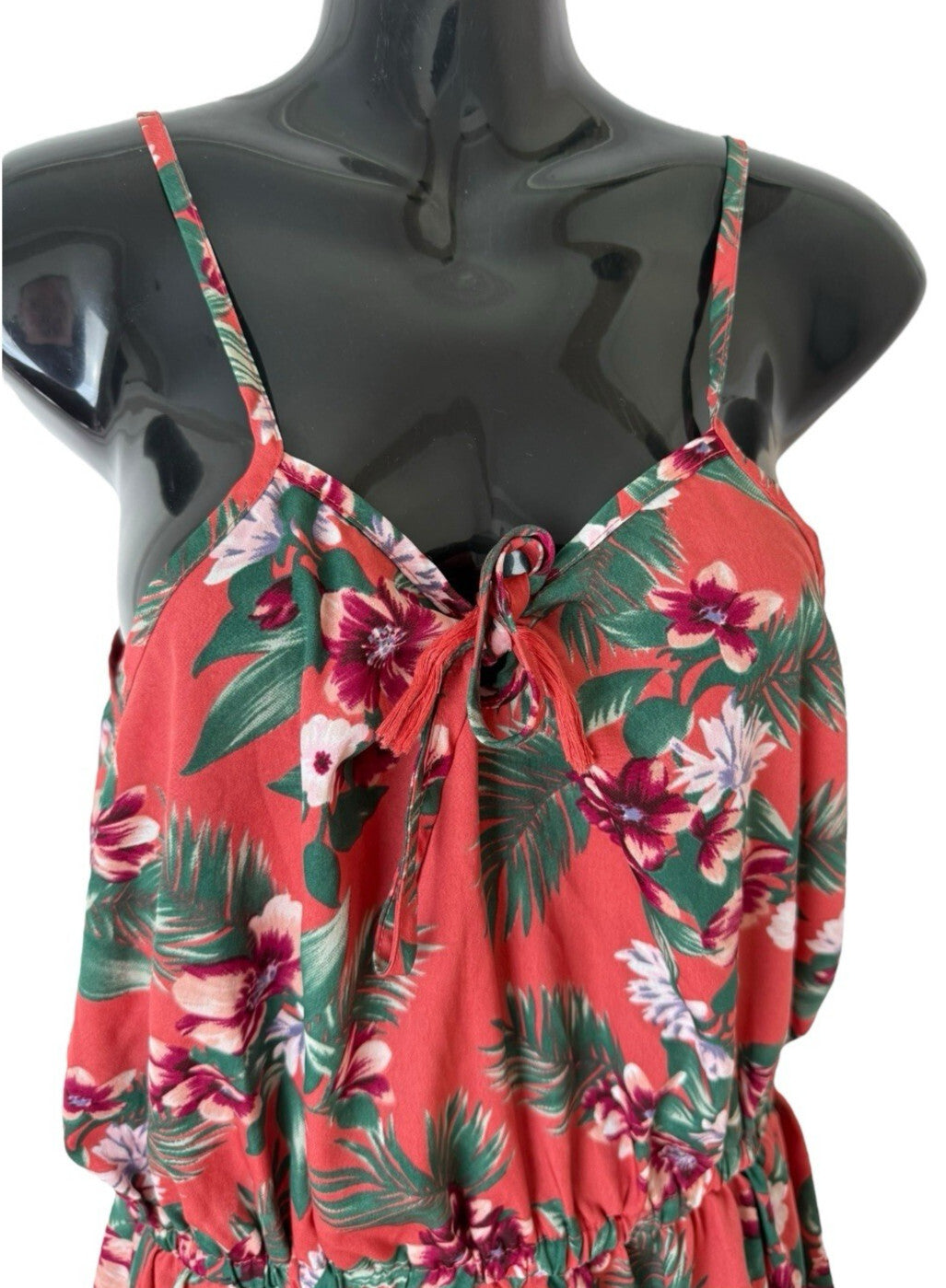Studio Playsuit Women’s UK Size 12 Summer Red Floral Print Spaghetti Straps