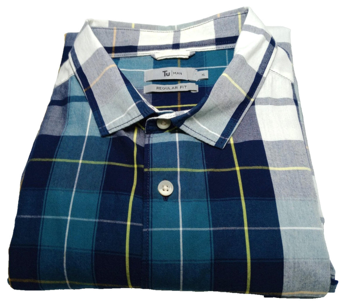 Tu Man Shirt Men's UK Size XL Check Short Sleeve 100% Cotton Pocket