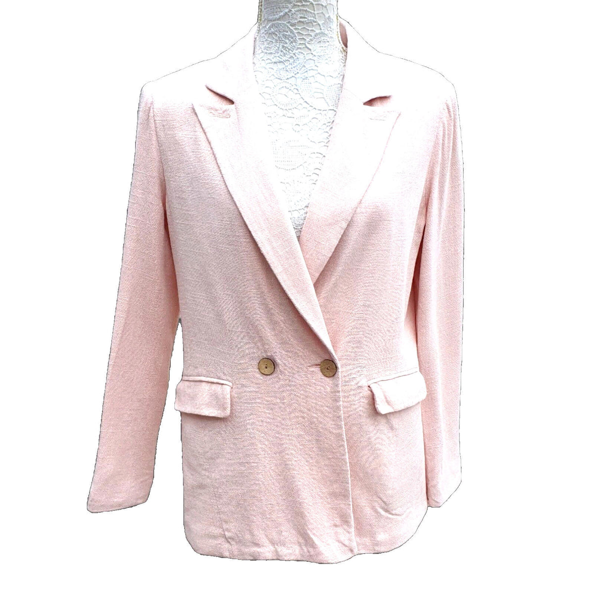Top Shop Pink Linen Blazer Pockets Summer Women's UK Size 8