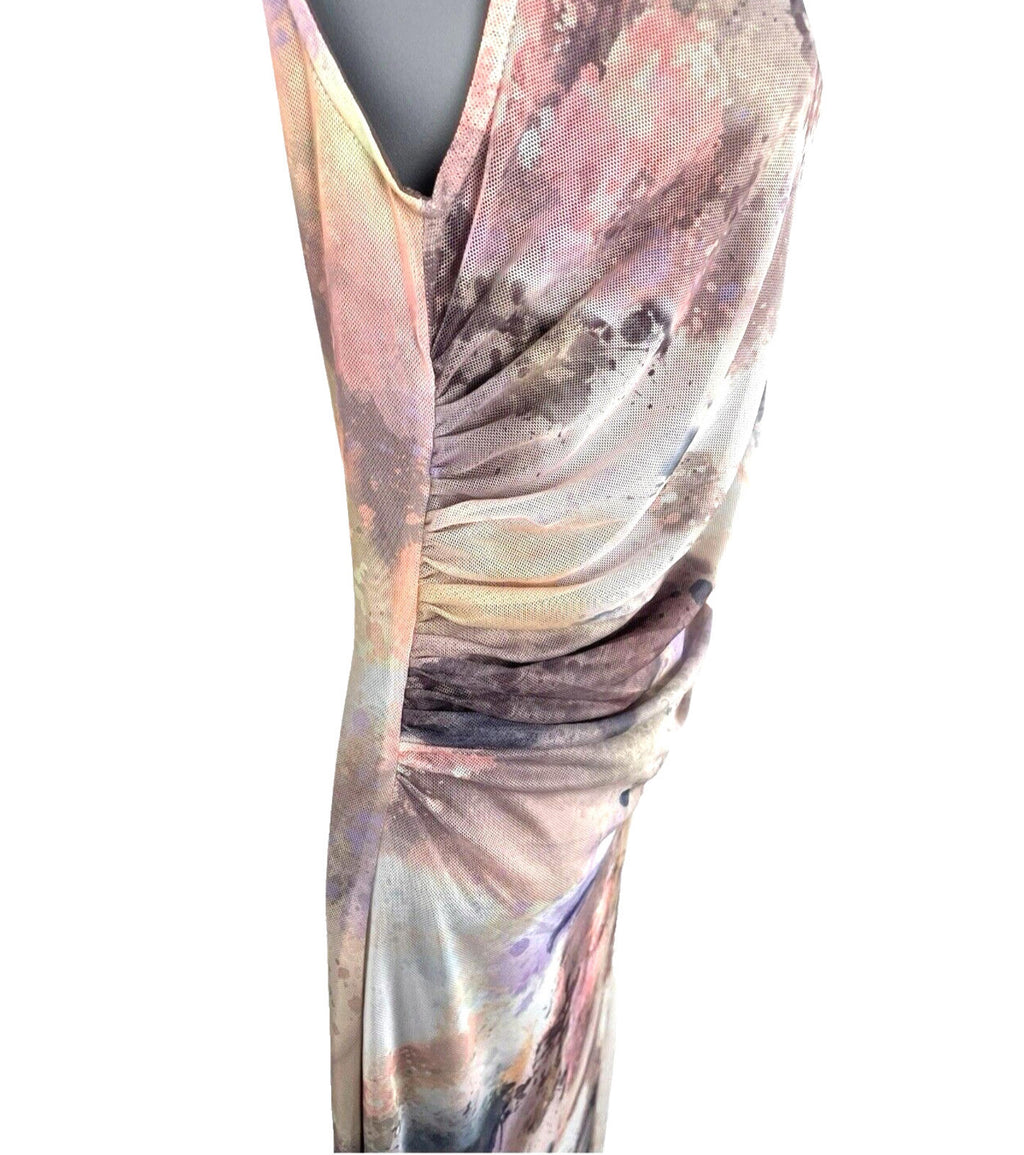 Stradivarius Pastel Maxi Dress Lined Ruffle Side Women’s UK Size XS