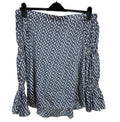 River Island Satin Off Shoulder Top Women's UK Size 12 Logo Print White Navy