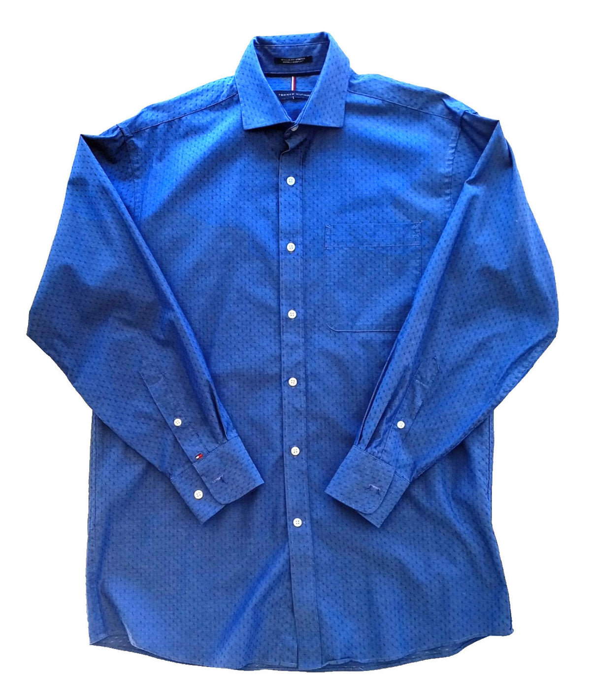 Tommy Hilfiger Shirt Men's UK Size M Blue Geometric Long Sleeve Pockets