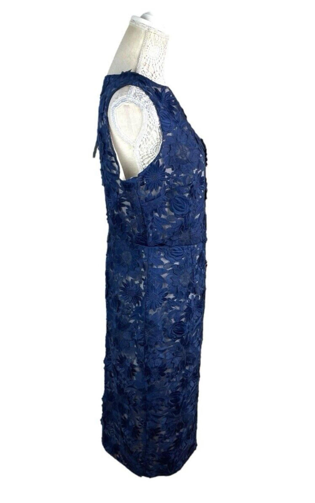 Coast Philippa Navy Blue Lace Formal Dress Midi Women's UK Size 14