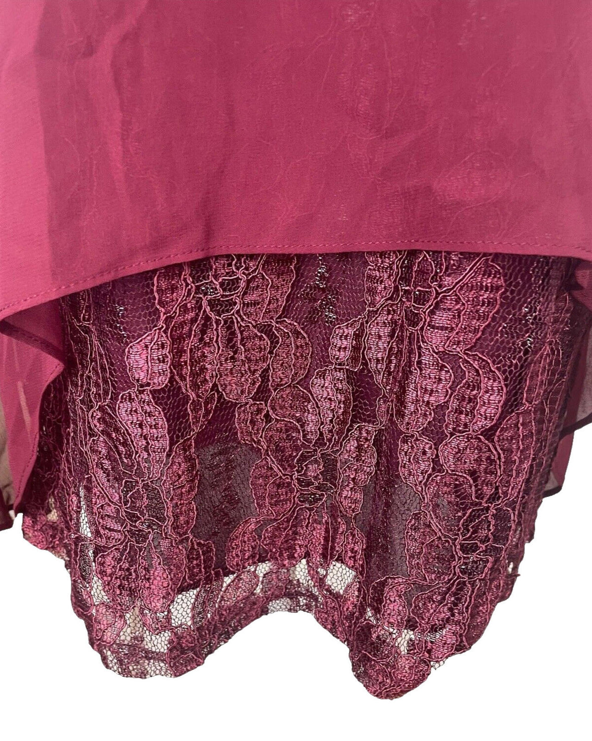 Floryday Red Burgandy Lace Tiered Top Women's UK Size M (8-10)