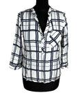Atmosphere Plaid Shirt Blouse Women’s UK Size 10 Roll Tab Sleeve Check Pocket