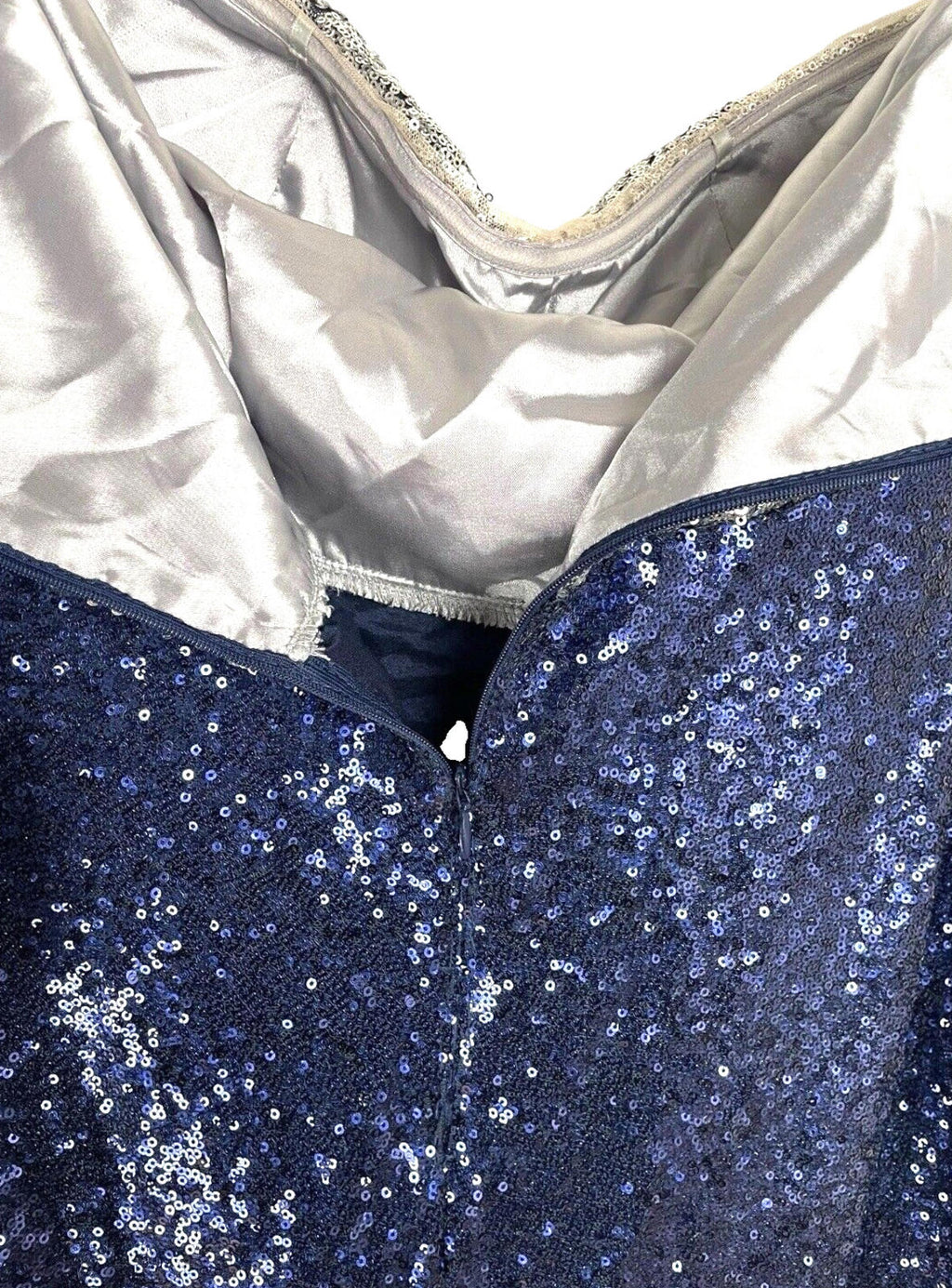 Ever-Pretty Navy Dress Women's UK Size 18 Blue Sequin Strapless Occasion Sparkle