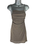 Pull&Bear Brown Mini Dress Backless Ruched Side Women's UK Size XS