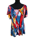 Kate Lilly Multicolour T-shirt Blouse Long Sides Short Sleeve Women's UK Size 20
