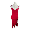 Boohoo Red Strappy Frilled Hem Midi Dress Women’s UK Size 8
