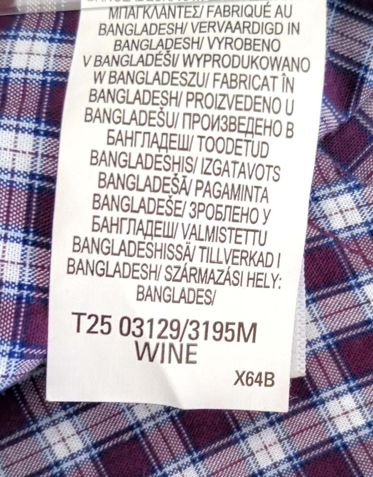 Marks & Spencer Plaid Shirt Men's UK Size L Purple White Button Down Long Sleeve