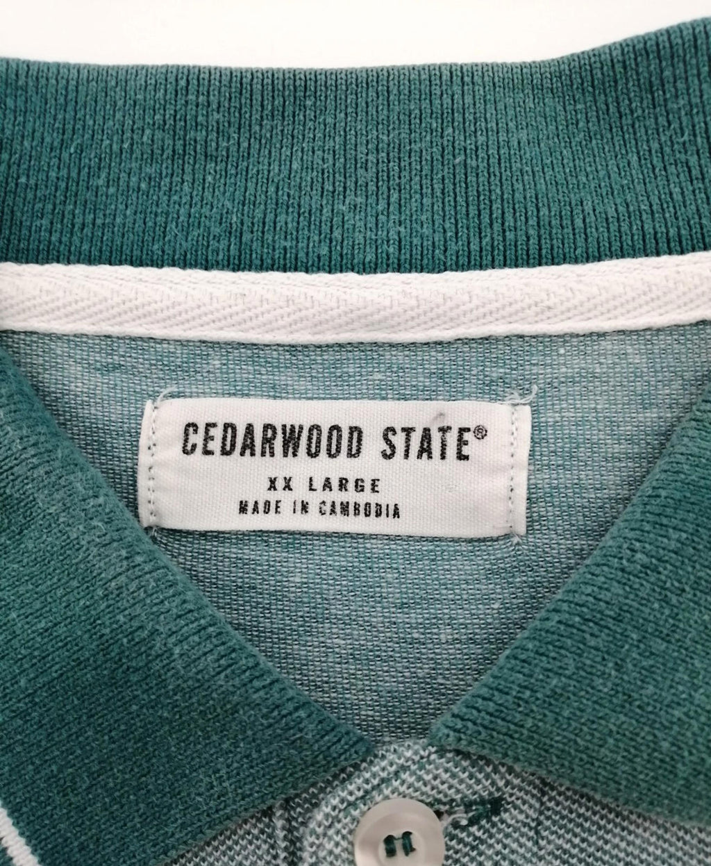 Cedar Wood State Turquoise Polo Shirt Men's Size 2XL Teal Blue Embroidered Logo 100% Cotton