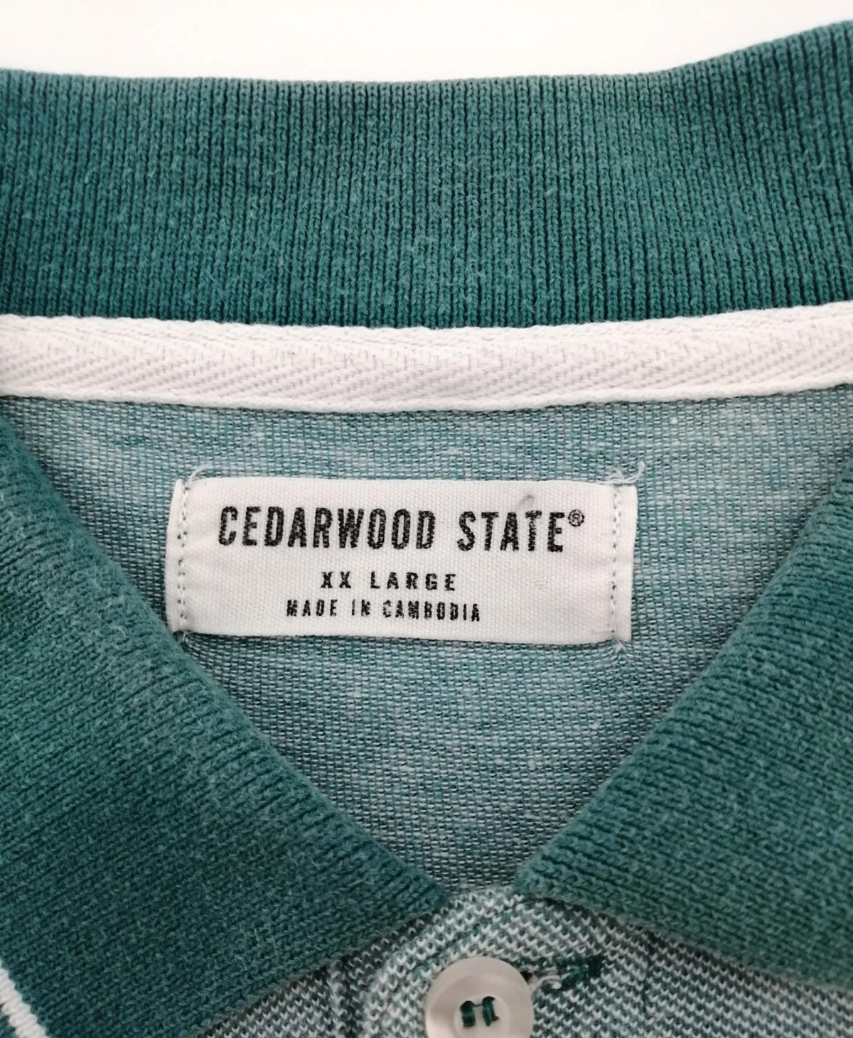 Cedar Wood State Turquoise Polo Shirt Men's Size 2XL Teal Blue Embroidered Logo 100% Cotton