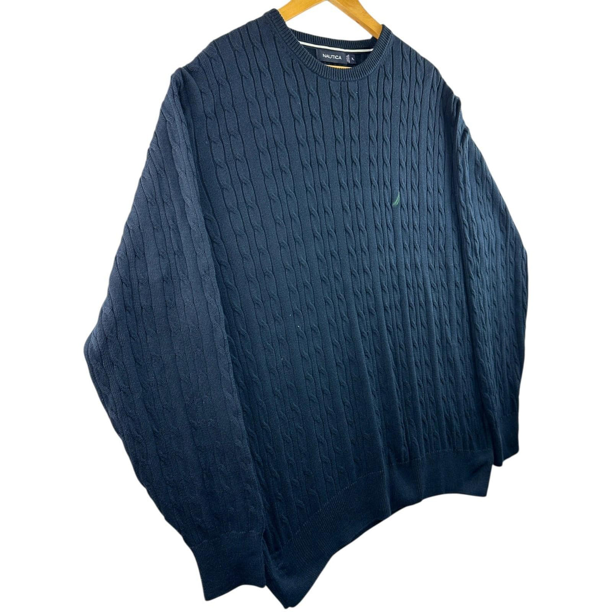 Nautica Knit Jumper Men's UK Size XL Navy Blue 100% Cotton Long Sleeve Crew Neck