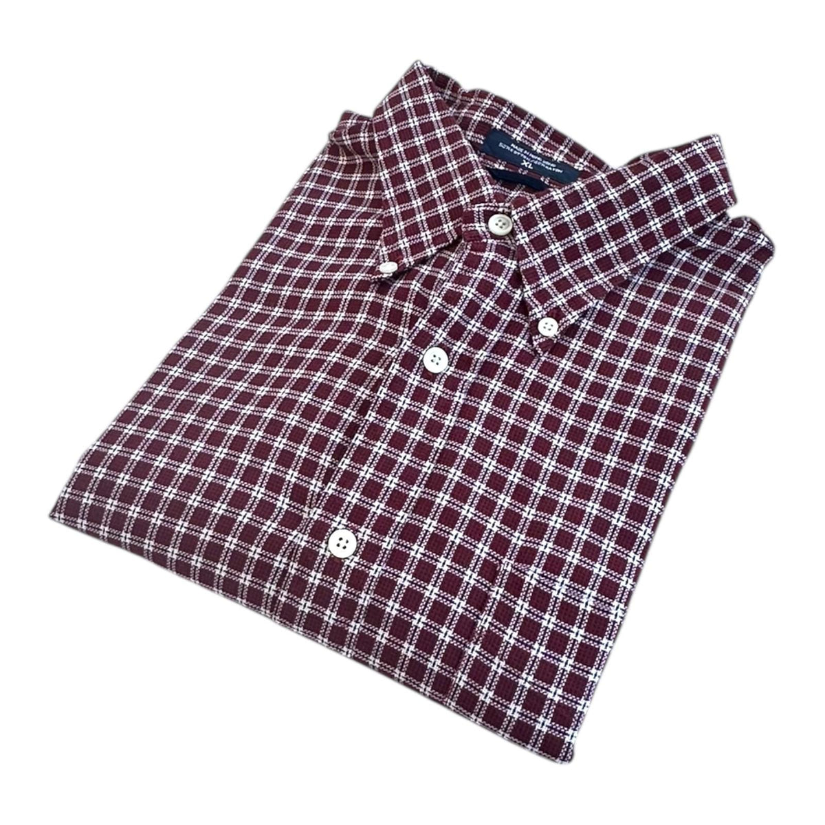 Nautica Shirt Men's UK Size XL Purple Plaid Pattern Long Sleeve Button Down