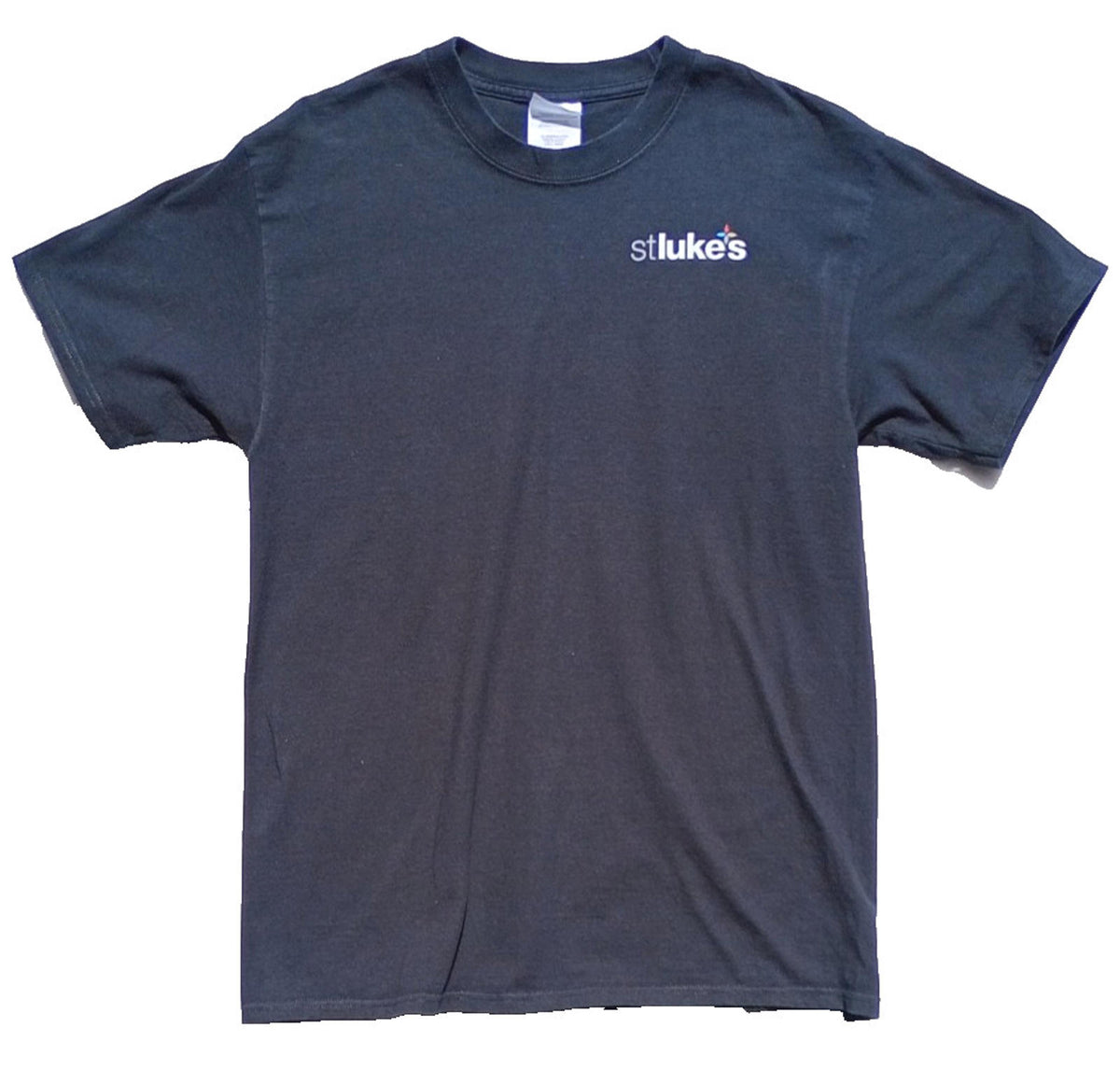 Port & Company Black St Luke's Print T-Shirt Women's UK Size M Black Crew Neck Cotton Double Sided