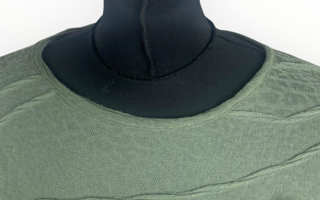 Backless Midi Dress Women's UK Size S Long Sleeve Textured Khaki Green
