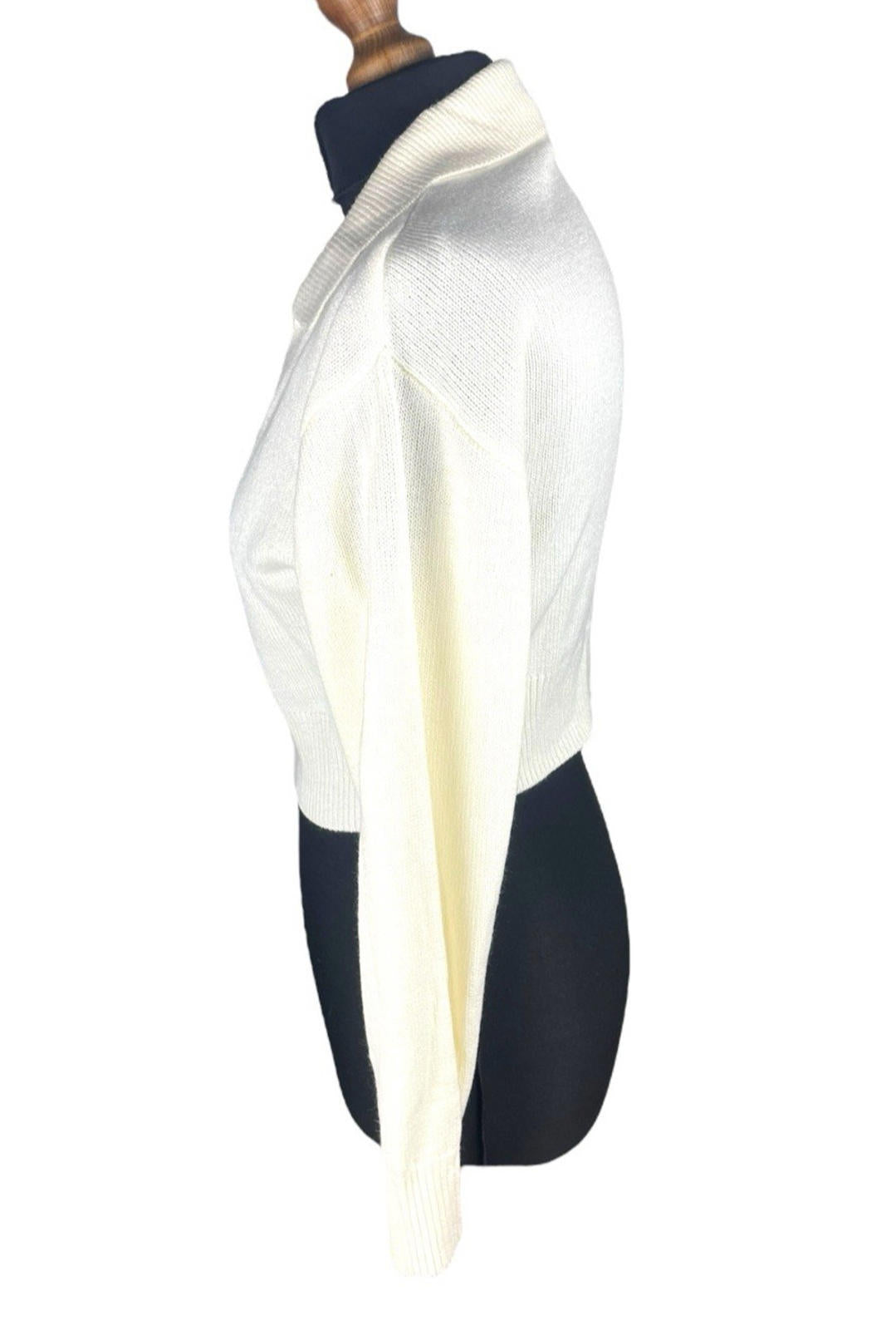 Divided Ivory Collared Jumper Cropped Long Sleeve Women's UK Size XS