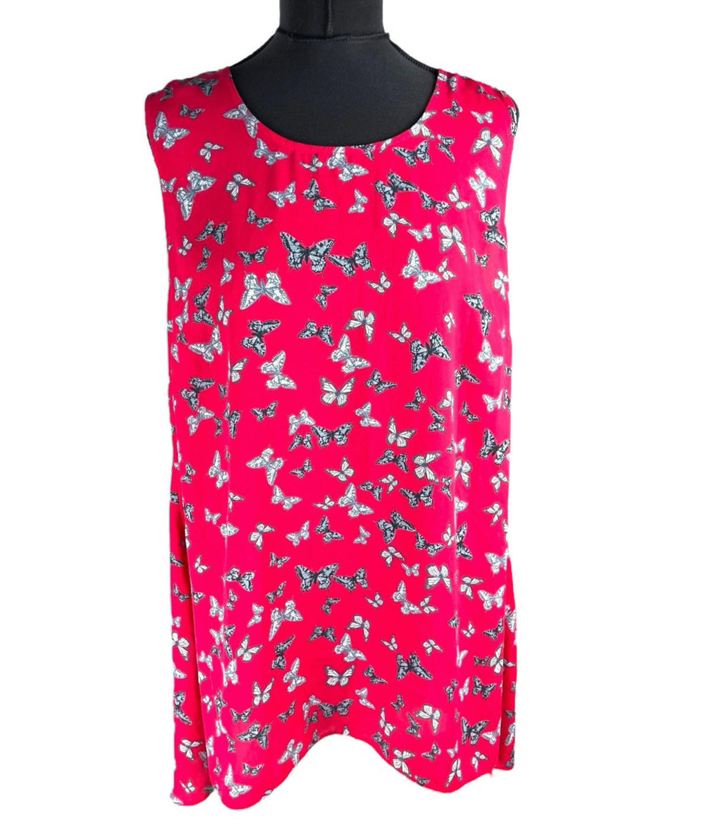 George Red Thin Vest Top Butterfly Print Women's UK Size 16