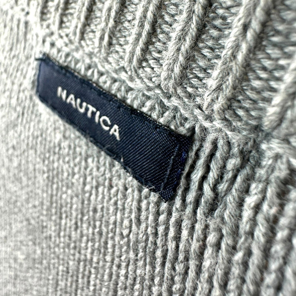 Nautica Gray Nautica Knit Jumper Men's UK Size XL Grey Stripe Long Sleeve 100% Cotton Sweater