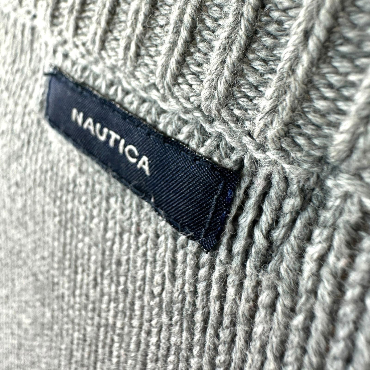 Nautica Gray Nautica Knit Jumper Men's UK Size XL Grey Stripe Long Sleeve 100% Cotton Sweater