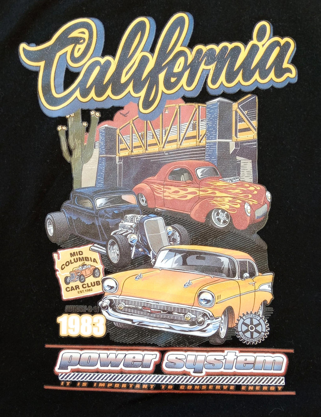 SHEIN Black California Graphic Print T-Shirt Men's UK Size S Black Crew Neck 100% Cotton