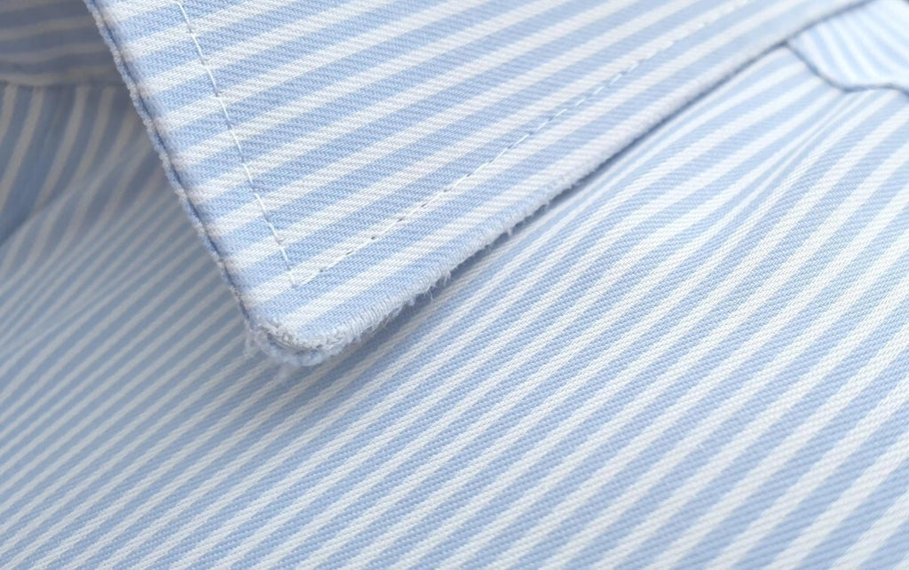 M&S Shirt Long Sleeve Striped Men's Large 14.5" Collar 100% Cotton