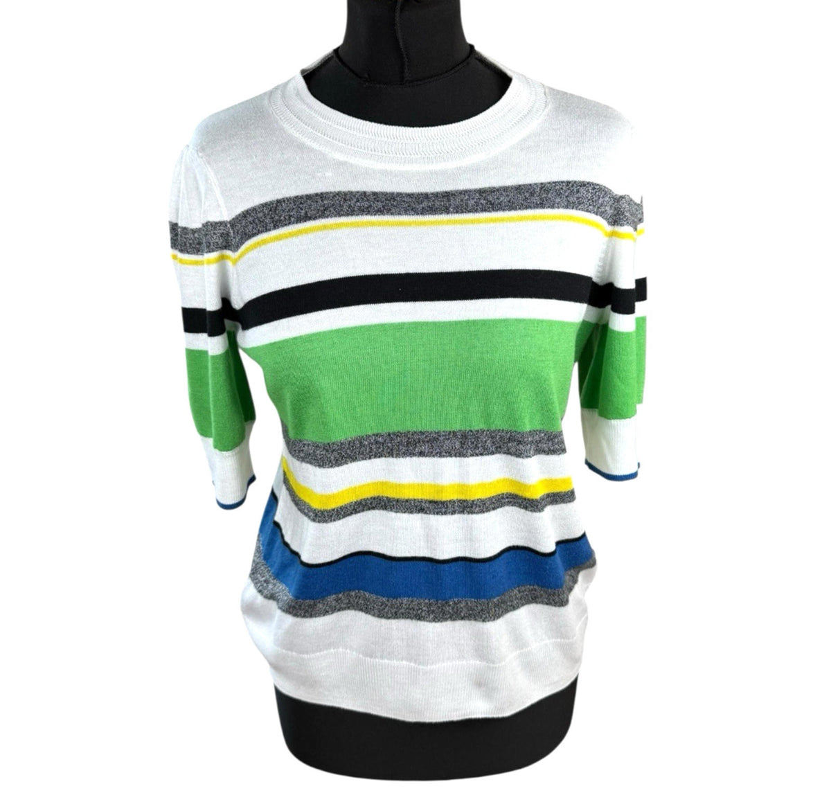 Next Thin Jumper Striped 3/4 Sleeve Women's UK Size M Crew Neck Multi Coloured