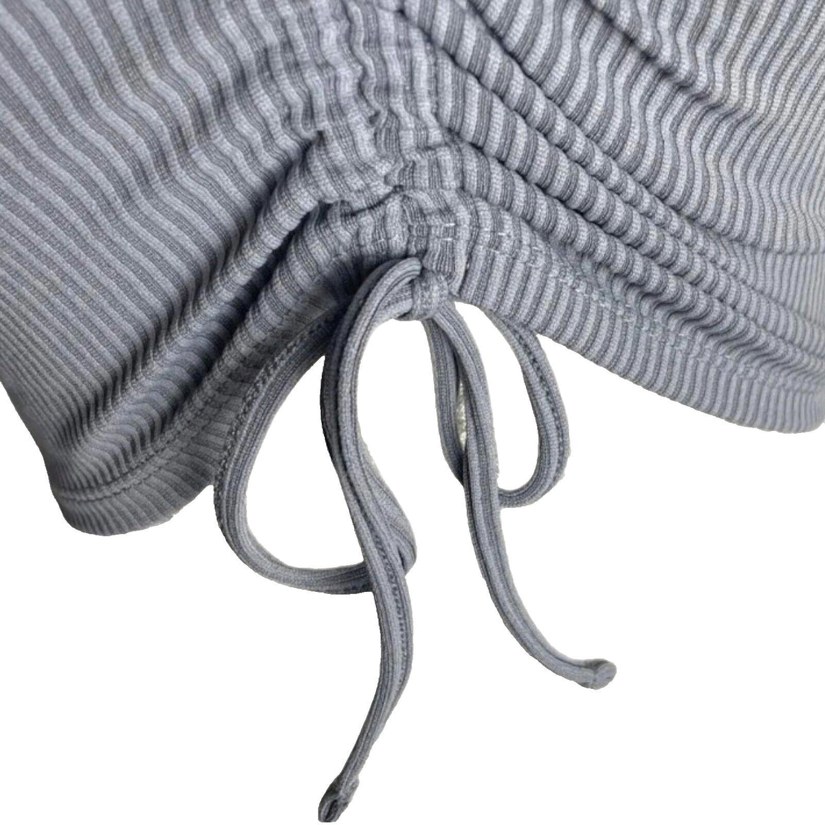 Divided Crop Top Grey Rib Ruffle Detail T-Shirt Blouse Women's UK Size XS