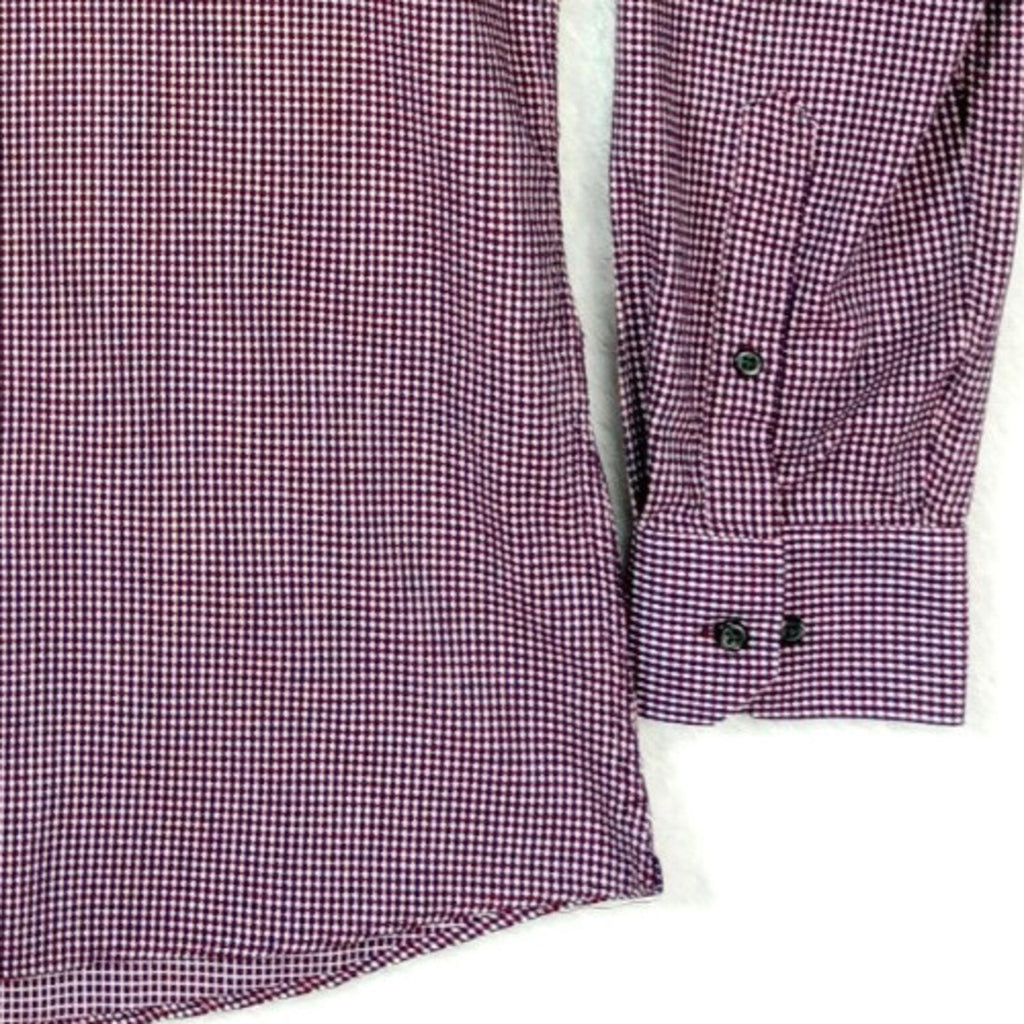 Next Shirt Men's UK Size S Long Sleeve Red Check Mixed Fabric Slim Fit