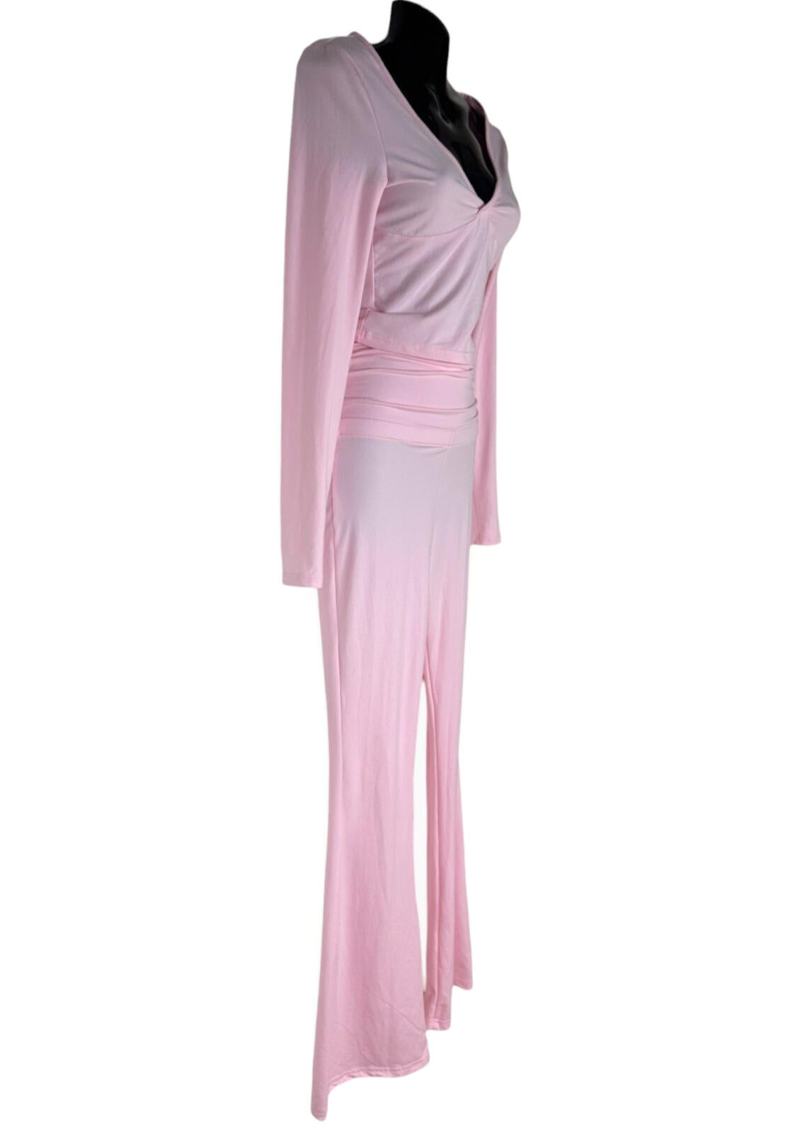 Pink Co Ord Set Women's UK Size XS High Waist Flared Trouser & Crop Top Set