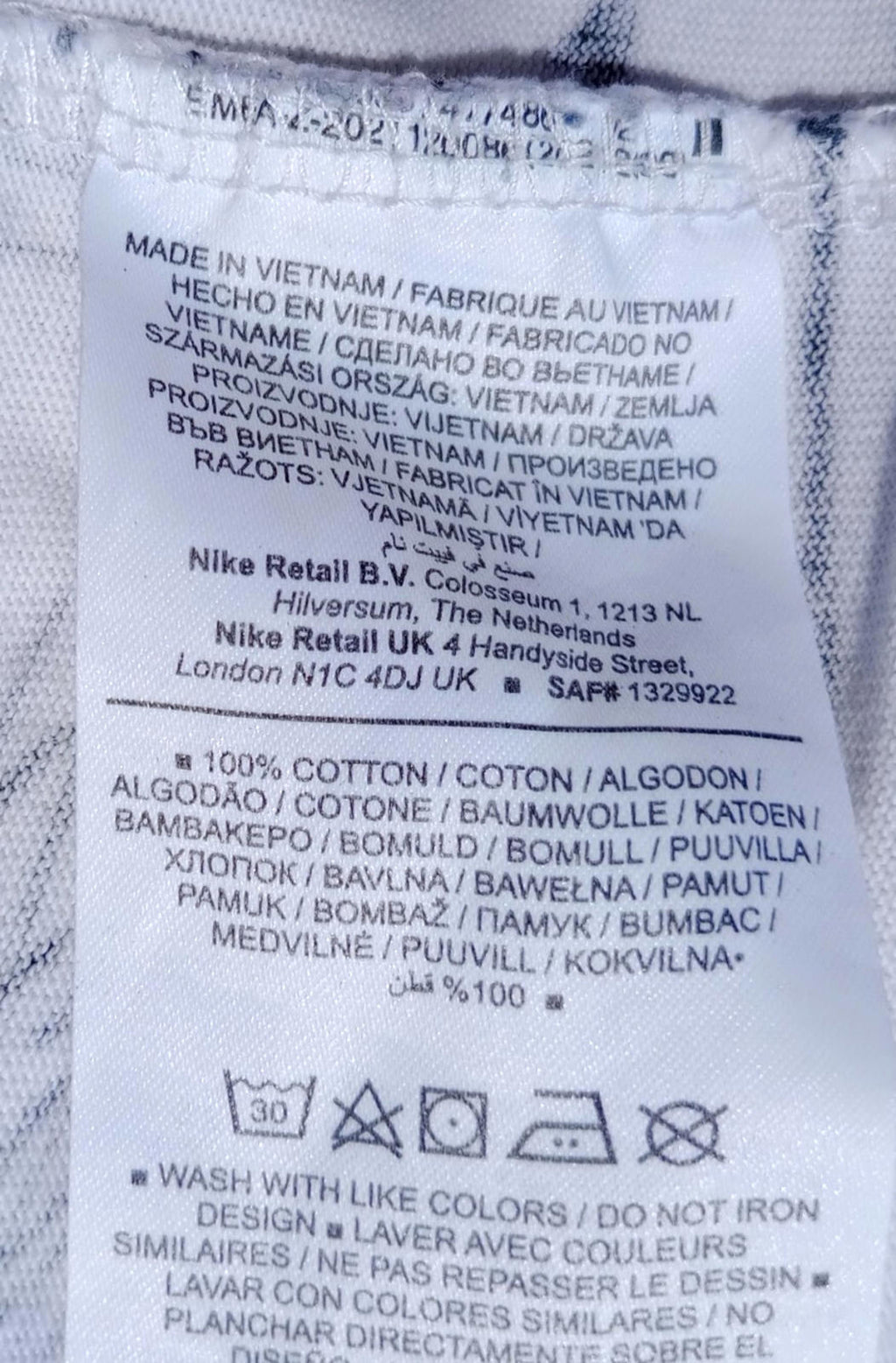 Nike White Nike Air Jordon T-Shirt Men's UK Size M White 100% Cotton Graphic Print