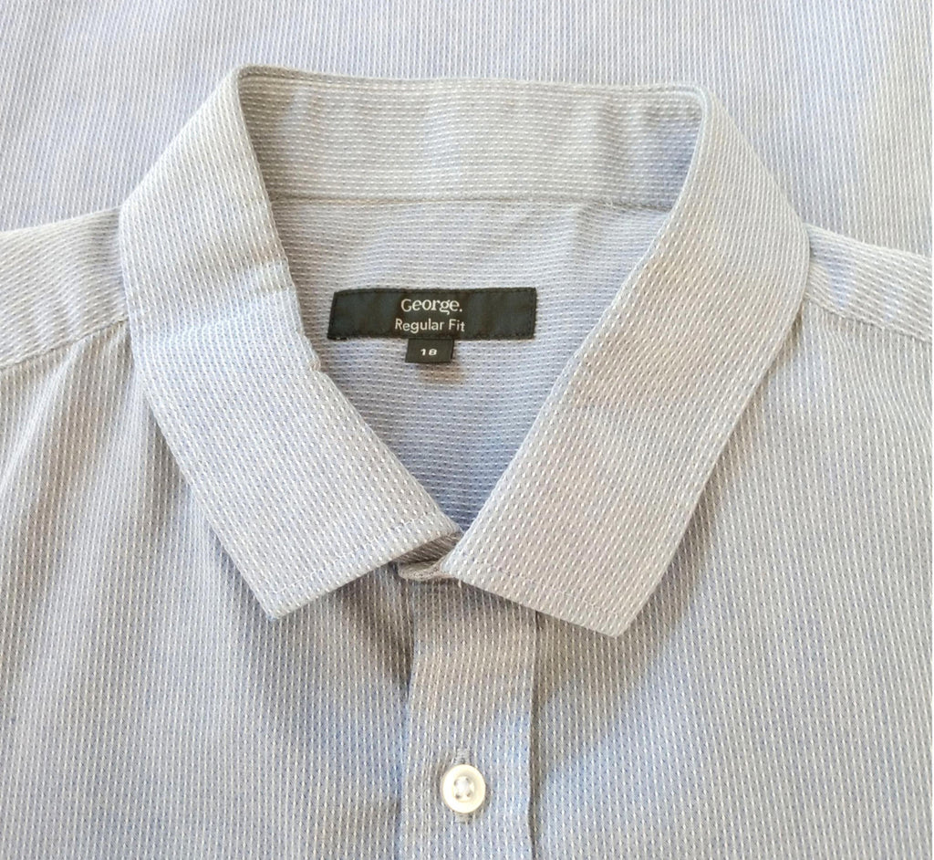 George Shirt Long Sleeve Grey Geometric Easy Care Men's UK Size XXXL 3XL