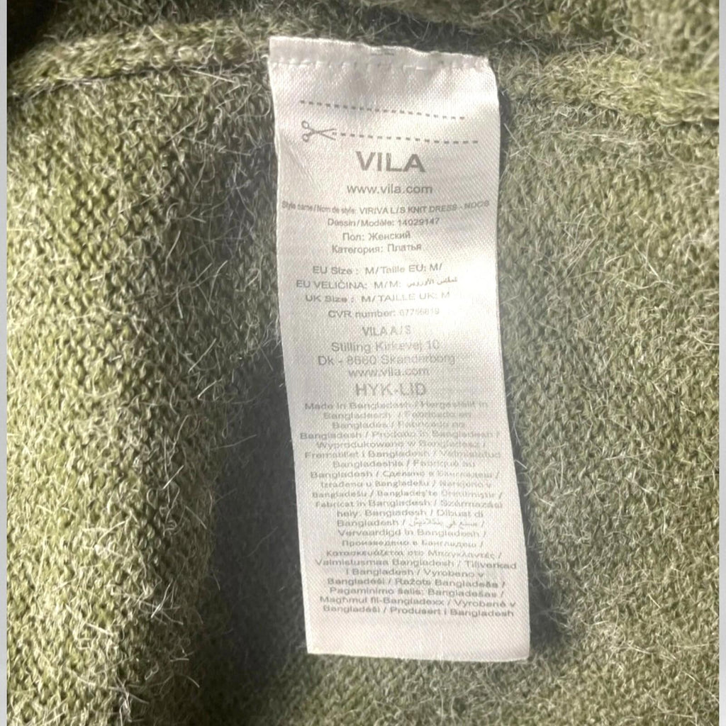 VILA Khaki Vila Jumper Dress Green Over Sized Summer Women's UK Size M