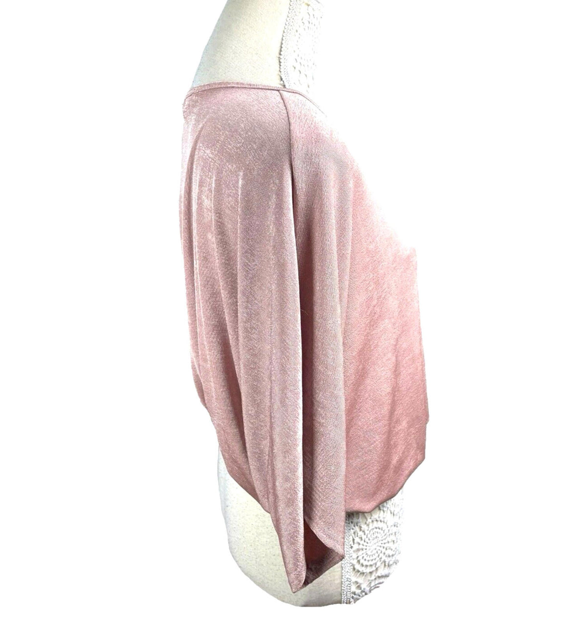 New Look Pink New Look Wrap Blouse Top Women's UK Size 10 Pink Drape Front Shimmer 3/4 Sleeve