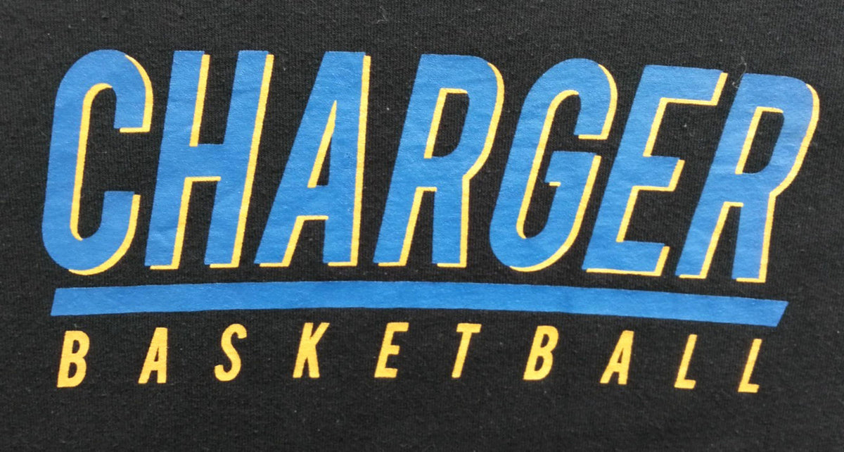 Port & Company Black Charger Basketball Sports Graphic Print T-Shirt Men's Size M Black Crew Neck