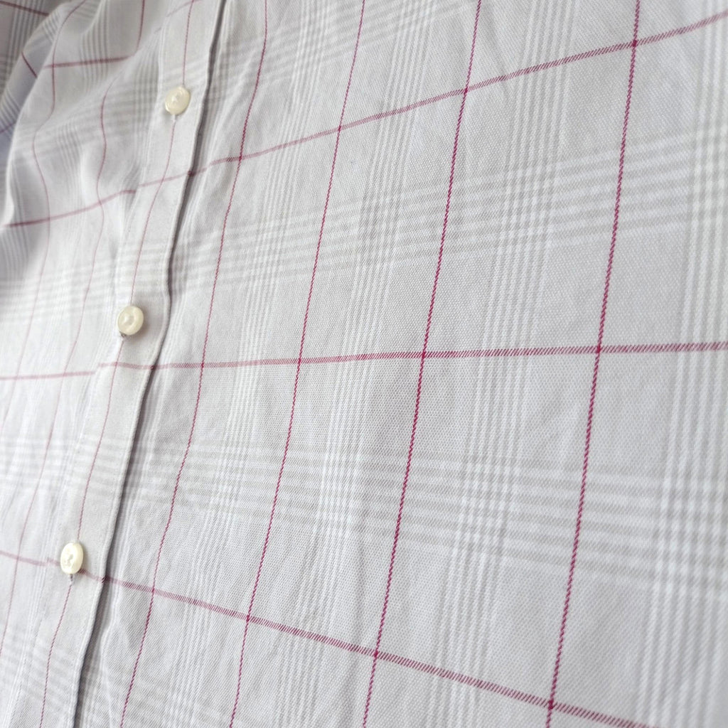 Tommy Hilfiger Shirt Men's UK Size L Beige Check Long Sleeve Pockets Slim Fit